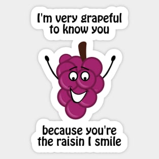 I'm very grapeful to know you, because you're the raisin I smile Sticker